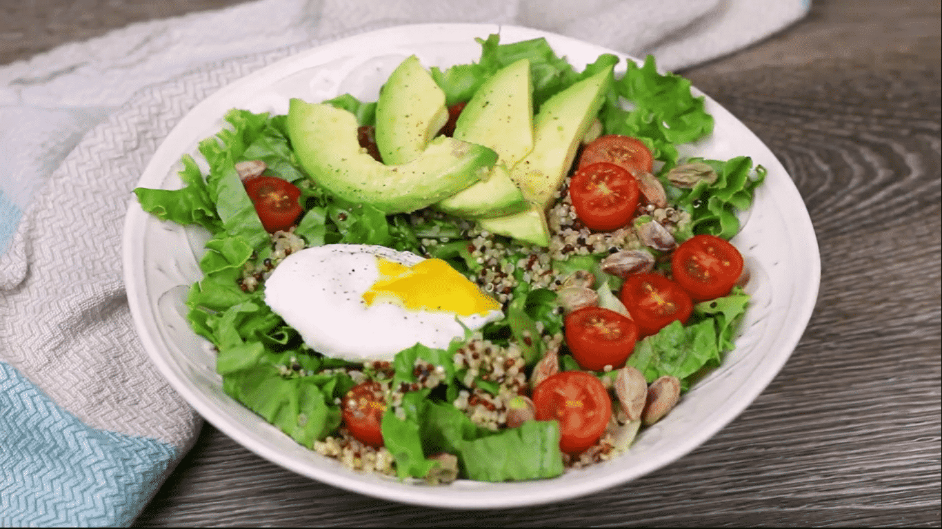 Poached Egg & Avocado Breakfast Salad"